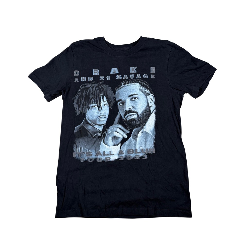 Drake 21 Savage Its All A Blur Tour 2023 Graphic T-Shirt Black Small Womens